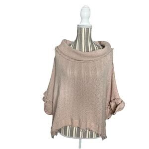 We The Free People Cream Uneven Raw Hem Oversized So Comfy Top Size XS-MEDIUM